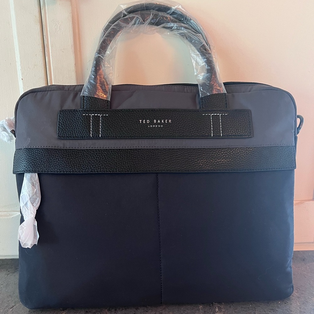 NWT! Brand New Ted Baker London Black Nylon Document Laptop Bag 16” x 12.5”